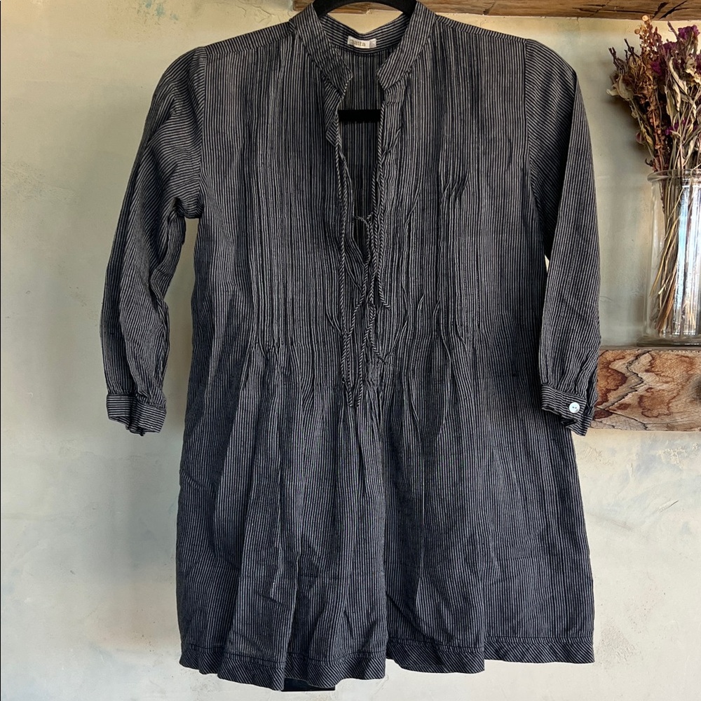 Matta striped tie blouse with pintucks
